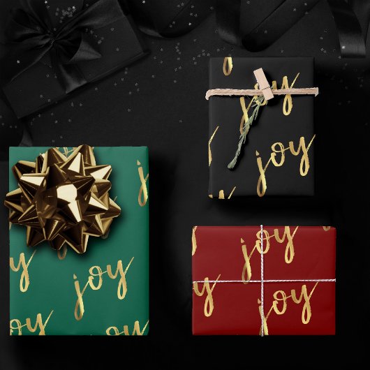 Holiday Joy Script | Imitate Gold Foil in Multi Co Geschenkpapier Set