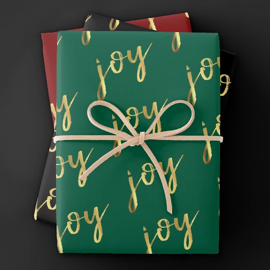 Holiday Joy Script | Imitate Gold Foil in Multi Co Geschenkpapier Set