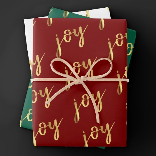 Holiday Joy Script | Imitate Gold Foil in Multi Co Geschenkpapier Set