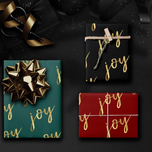 Holiday Joy Script | Imitate Gold Foil in Multi Co Geschenkpapier Set