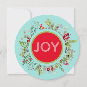 Holiday Joy Watercolor Wreath Holiday Card Feiertagskarte