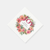 Holiday Joy Winter Pink Floral Wreath Botanisch Serviette (Ecke)
