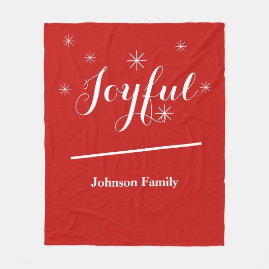 Holiday Joyful Chice Script Name Modern Cool Red Fleecedecke (Vorderseite)
