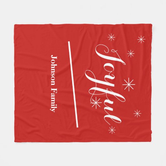 Holiday Joyful Chice Script Name Modern Cool Red Fleecedecke (Vorderseite (Horizontal))