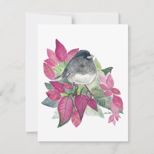 Holiday Junco Bird Art Feiertagskarte (Vorderseite)