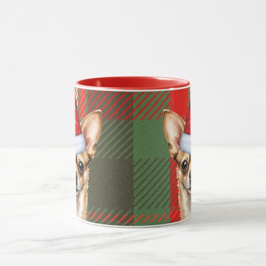 Holiday Kariert Chihuahua Weihnachten Weihnachtsma Tasse (Zentrum)