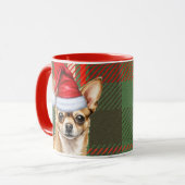 Holiday Kariert Chihuahua Weihnachten Weihnachtsma Tasse (Vorderseite Links)