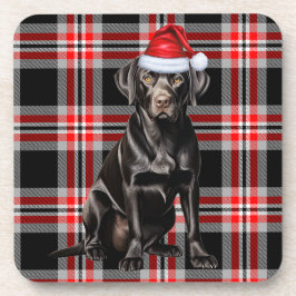 Holiday Kariert Chocolate Labrador Santa Dog Getränkeuntersetzer
