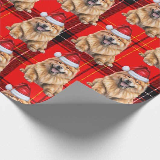 Holiday Kariert Chow Chow Santa Dog Weihnachten Geschenkpapier (Ecke)