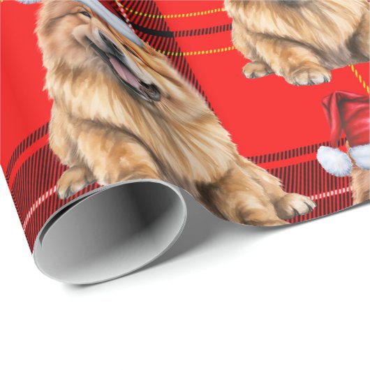 Holiday Kariert Chow Chow Santa Dog Weihnachten Geschenkpapier (Rolleneckpunkt)