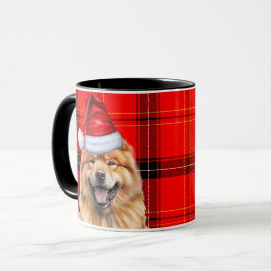 Holiday Kariert Chow Chow Weihnachten Weihnachtsma Tasse (Vorderseite Links)