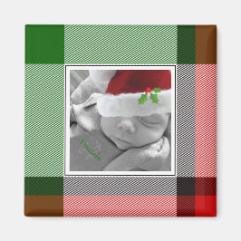 Holiday Kariert Christmas Keepake Baby Foto Magnet