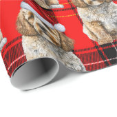 Holiday Kariert Cockapoo Santa Dog Weihnachten Geschenkpapier (Rolleneckpunkt)