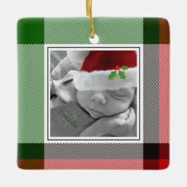 Holiday Kariert Keepake Baby Foto Erste Weihnachte Keramikornament