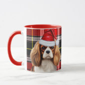 Holiday Kariert King Charles Spaniel Weihnachtshun Tasse (Links)