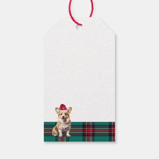 Holiday Kariert Pembroke Welsh Corgi Dog Weihnacht Geschenkanhänger (Rückseite)