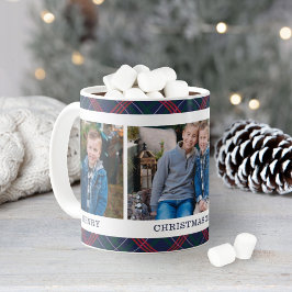 Holiday Karierte Custom Christmas FotoCollage Kaffeetasse