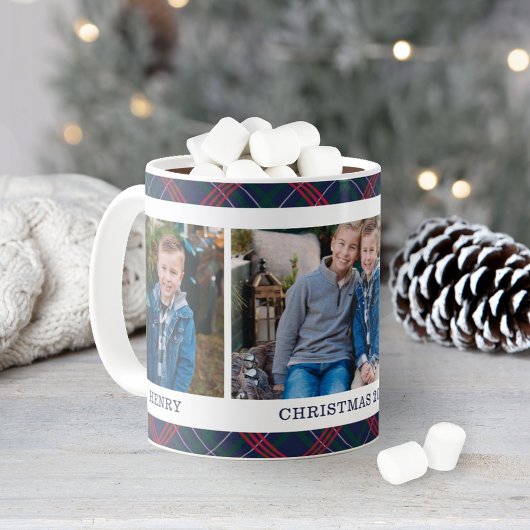 Holiday Karierte Custom Christmas FotoCollage Kaffeetasse