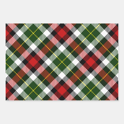 Holiday Karierte Geschenkwrake Rot Grün Gelb Geschenkpapier Set (Vorderseite)