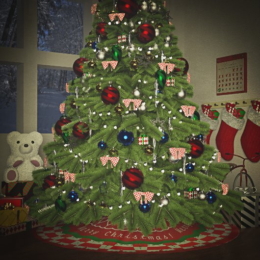 Holiday Karos Red Green Polyester Weihnachtsbaumdecke