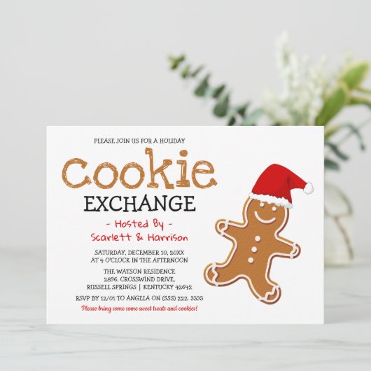 Holiday Kids Cookie Exchange | Weihnachten Einladung (Stehend Vorderseite)