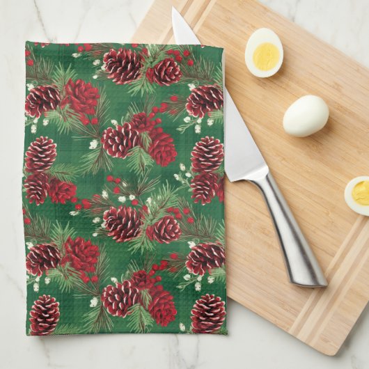 Holiday Kitchen Towel Pinecones Geschirrtuch (Viertel Falte)