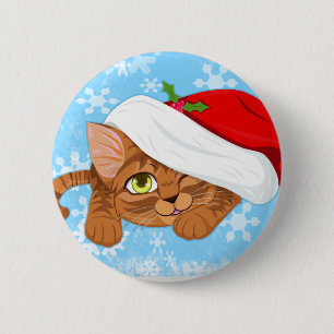 Holiday Kitten Button