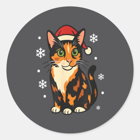 Holiday Kitten Cute Christmas Cat Design Uni Runder Aufkleber (Vorderseite)