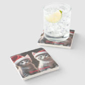 Holiday Kittens Stone Untersetzer (Seitenansicht)