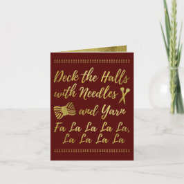 Holiday Knitter Deck the Halls Crimson + Gold Feiertagskarte