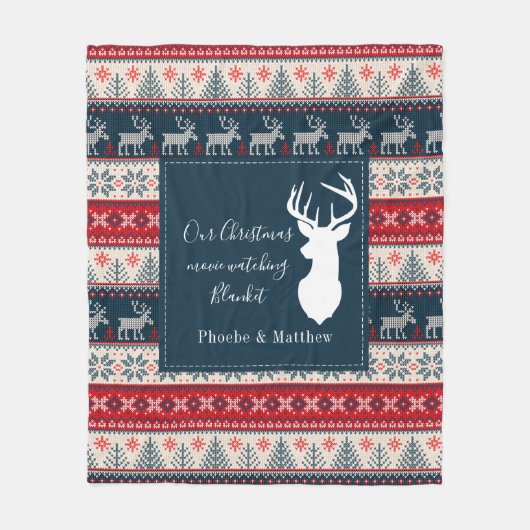 Holiday Knittern Muster Weihnachten Personalisiert Fleecedecke (Vorderseite)