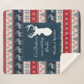 Holiday Knittern Muster Weihnachten Personalisiert Sherpadecke (Vorderseite (Horizontal))