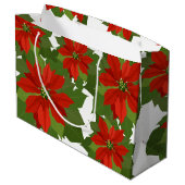 Holiday Large Gift Bag-Poinsettias Große Geschenktüte (Rückseite Schrägansicht)