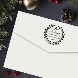 Holiday Laurel Elegante Monogram Rücksendeadresse Permastempel
