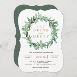Holiday Laurel Olive Leaf Wreath Einladung