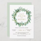 Holiday Laurel Olive Leaf Wreath Einladung (Vorne/Hinten)