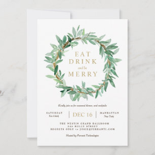 Holiday Laurel Olive Leaf Wreath Einladung