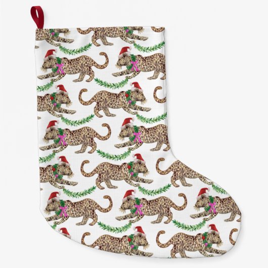 Holiday Leopard Parade Kleiner Strumpf Großer Weihnachtsstrumpf (Vorderseite)