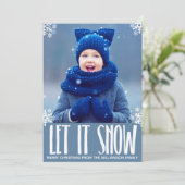 Holiday Let it Snow Blue Snowflake Weihnachten Fot (Stehend Vorderseite)