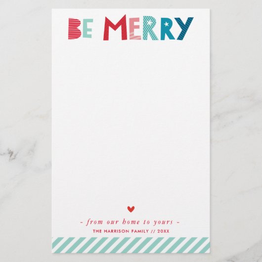 HOLIDAY LETTER Moderner Spaß sei fröhliche Typogra Briefpapier (Vorderseite)