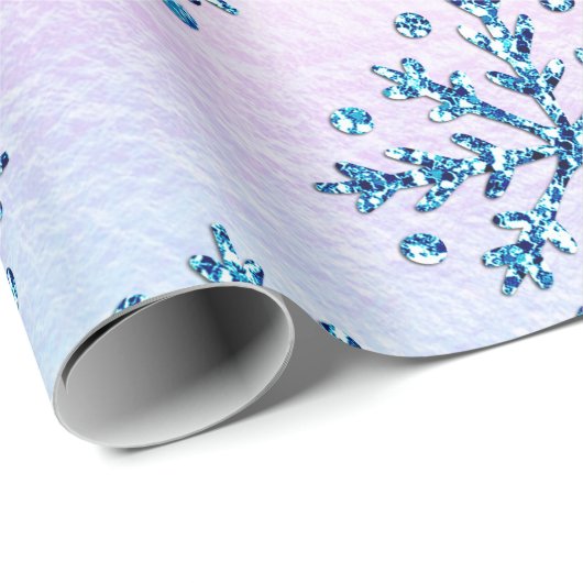 Holiday LG Ice Blu Schneeflocken Imitat Geschenkpapier (Rolleneckpunkt)