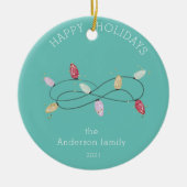 Holiday Lights - farbenfrohe Happy Holidays Foto Keramik Ornament (Vorne)