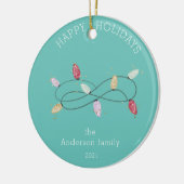 Holiday Lights - farbenfrohe Happy Holidays Foto Keramik Ornament (Links)