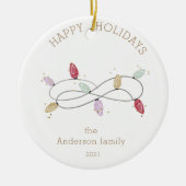 Holiday Lights - farbenfrohe Happy Holidays Foto Keramik Ornament (Vorne)