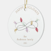 Holiday Lights - farbenfrohe Happy Holidays Foto Keramik Ornament (Links)