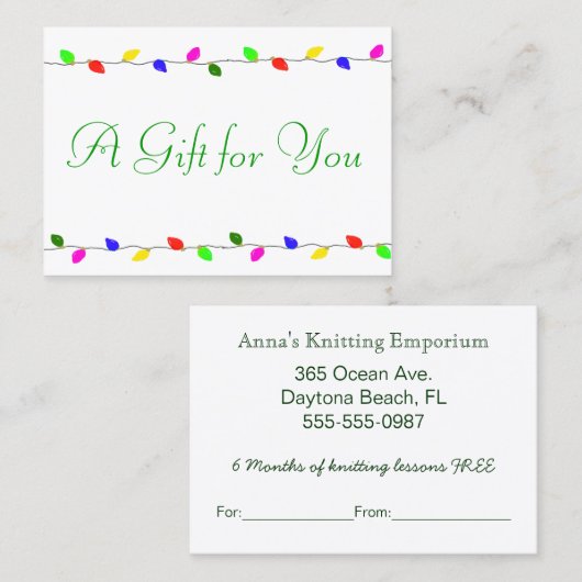 Holiday Lights - Geschenkgutschein für Unternehmen Rabattkarte (Vorne/Hinten)