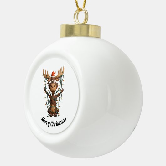 Holiday Lights Moose Keramik Kugel-Ornament (Rechts)