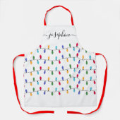 Holiday Lights Personalisiert Name Skript Skript W Schürze (Vorderseite)