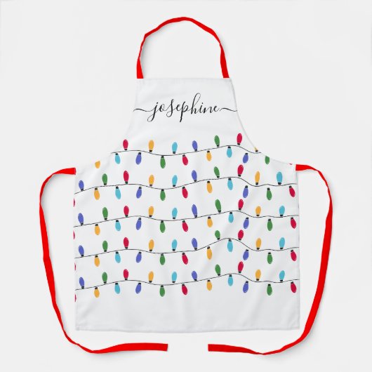 Holiday Lights Personalisiert Name Skript Skript W Schürze (Vorderseite)