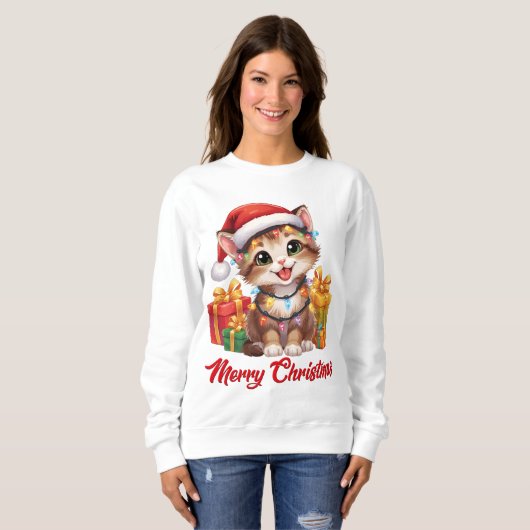 Holiday Lights & Whiskers Sweatshirt (Vorne ganz)